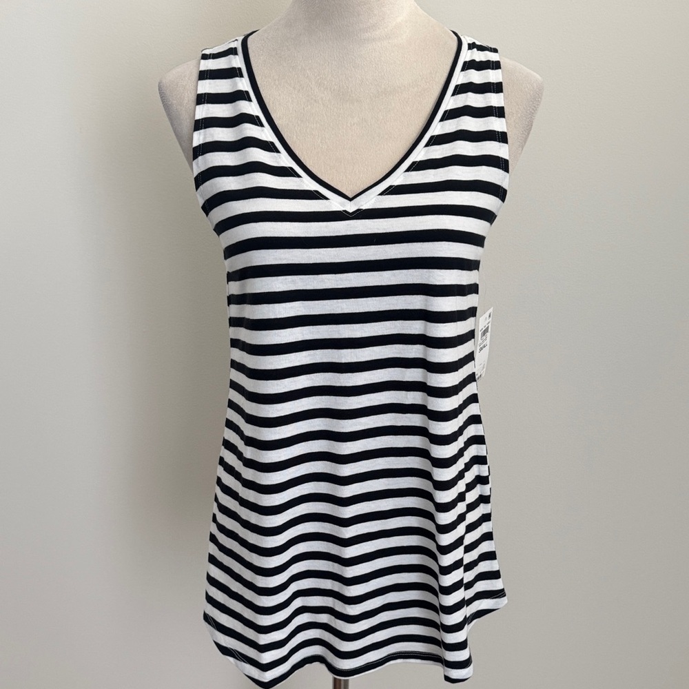 Style & Co. Black and White Striped Tank Top
